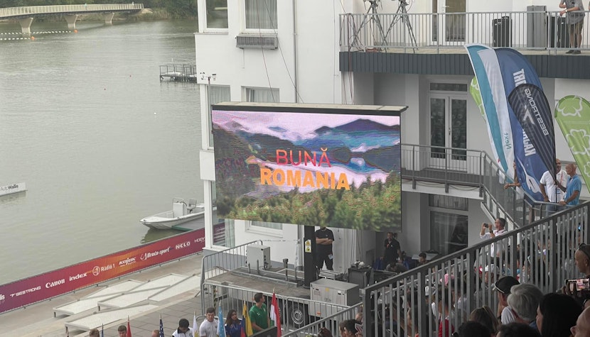 România, câștigătoarea Finalei B la kaiac dublu masculuin 1.000 m, de la Mondialele U23 kaiac canoe, romania