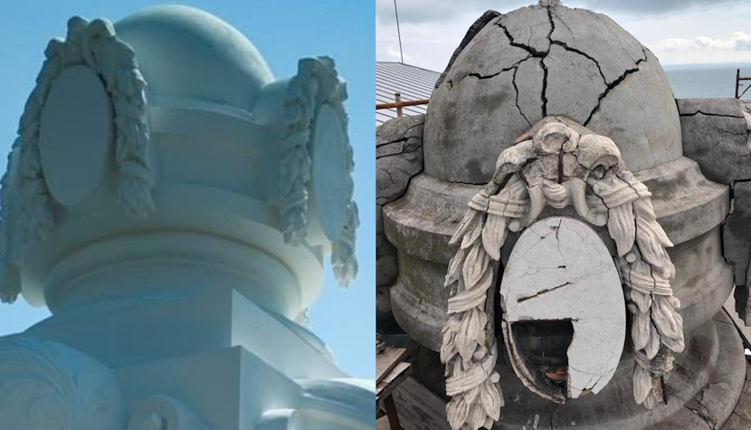 Turnurile clădirii sunt cele mai recente elemente care au fost restaurate. cazino