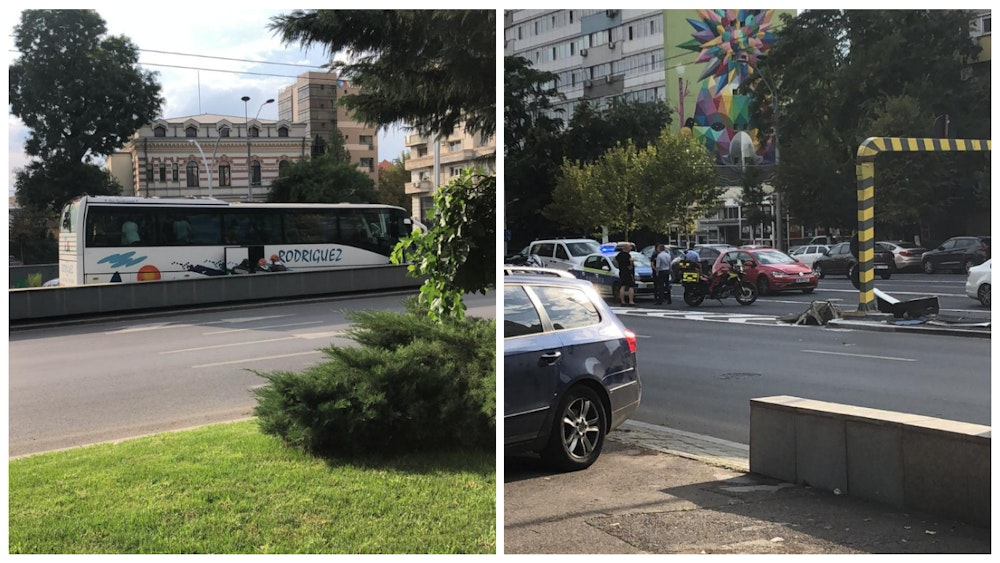 Încă un incident la Pasajul Unirii după renovare. Un autocar cu 30 de copii  a lovit limitatorul de înălțime