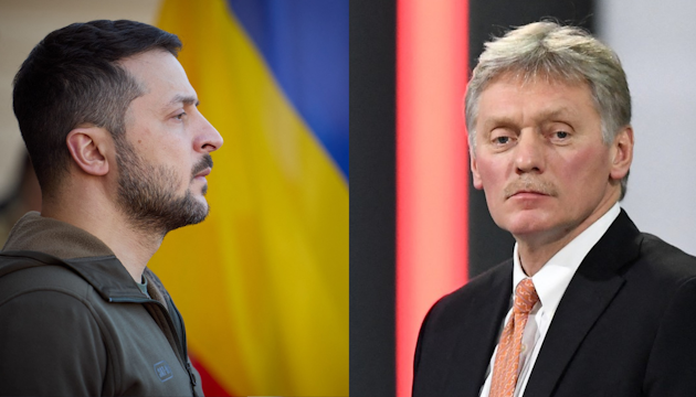 Președintele ucrainean Volodimir Zelenski și Dmitri Peskov, purtătorul de cuvânt al Kremlinului.