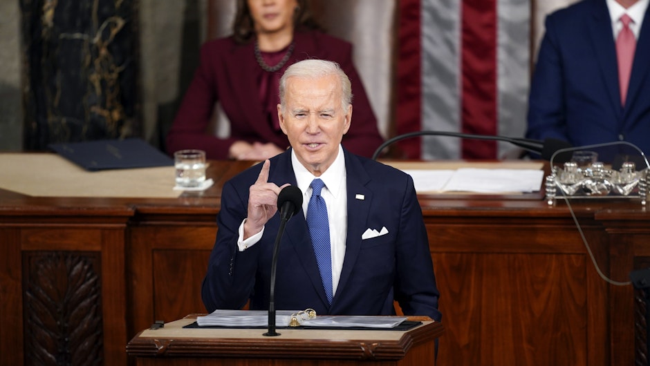 Președintele SUA, Joe Biden, adresându-se camerelor reunite ale Congresului