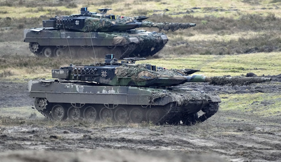 Tancuri Leopard 2, în cadrul unui exercițiu militar