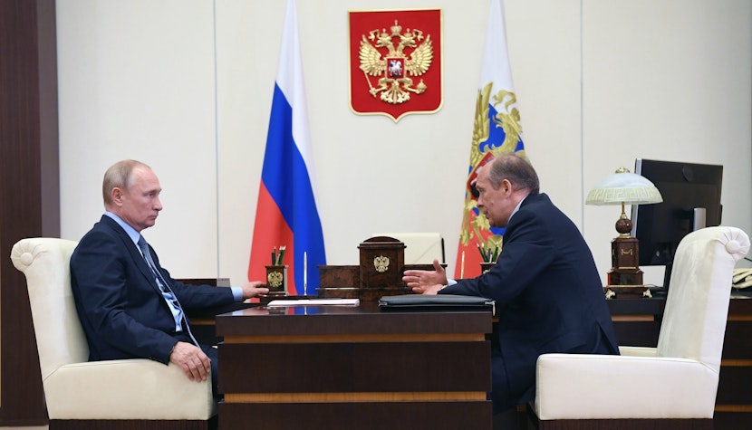 Președintele rus, Vladimir Putin, împreună cu directorul FSB, Alexander Bortnikov