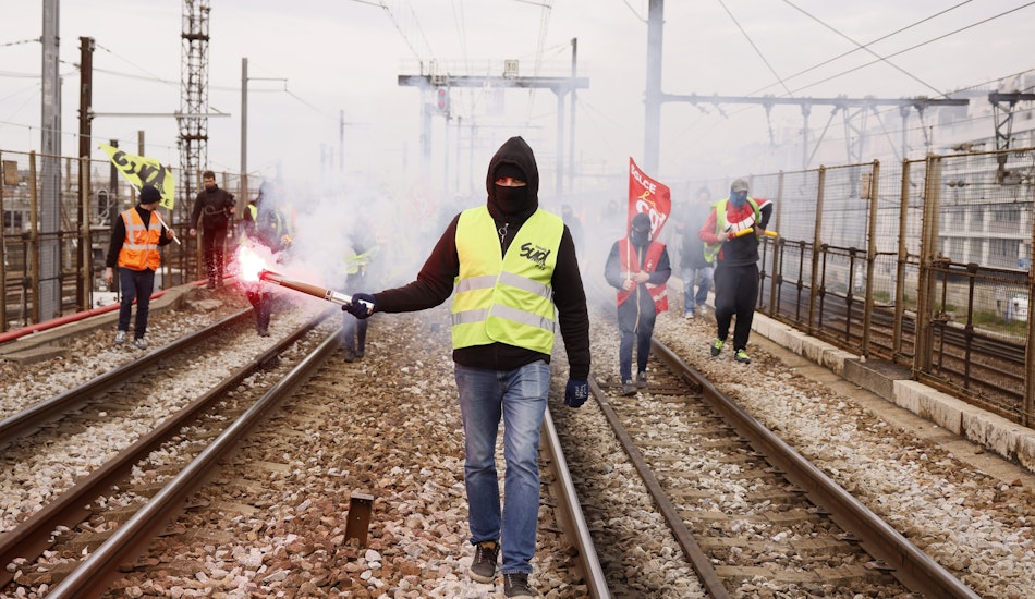 Protestele lucrătorilor feroviari de la Gara de Lyon