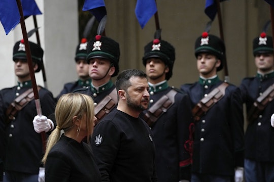 Giorgia Meloni, premierul Italiei, alături de Volodimir Zelenski