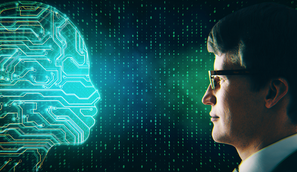 profilul unui om față în față cu inteligența artificială