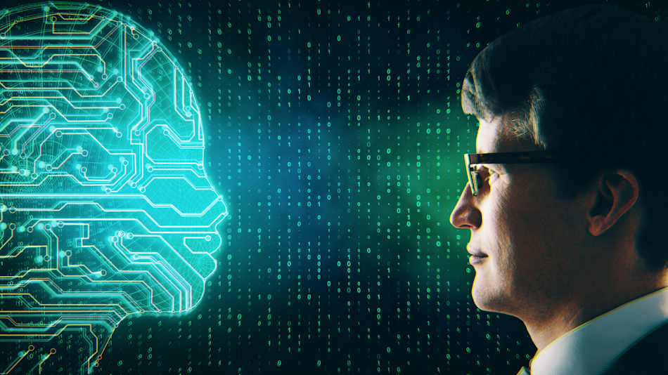 profilul unui om față în față cu inteligența artificială