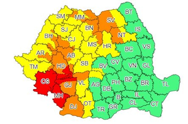 harta meteo coduri de ploi