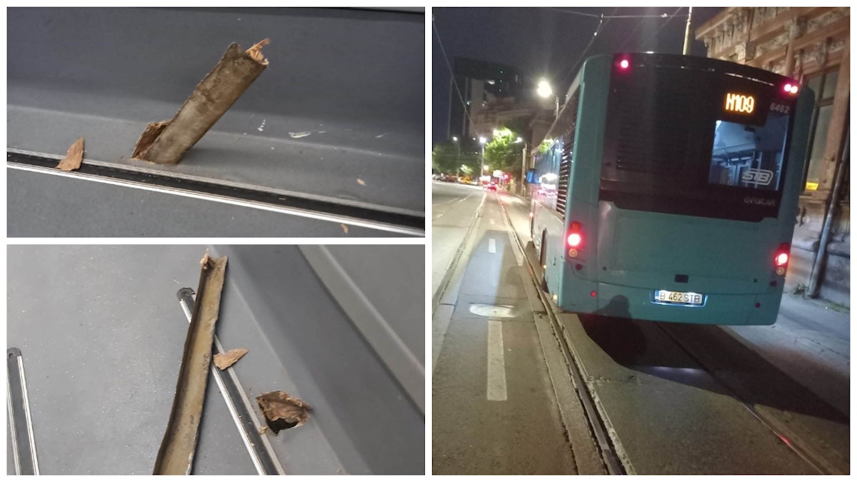 O bucată dintr-o șină de tramvai a străpuns podeaua unui autobuz ...