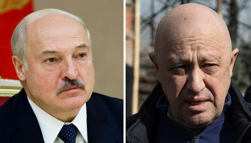 Şeful grupului de mercenari Wagner, Evgheni Prigojin, şi preşedintele belarus Aleksandr Lukaşenko Lukaşenko și prigojin