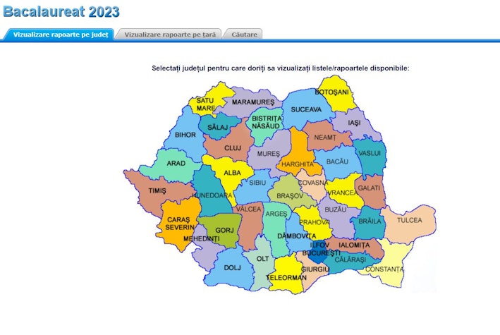 Harta rezultatelor la bacalaureat