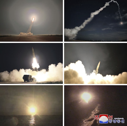 Fotografii furnizate de guvernul nord-coreean cu exercițiu de atac nuclear tactic