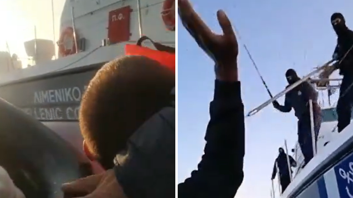 ΒΙΝΤΕΟ.  Η ελληνική ακτοφυλακή σπρώχνει σκάφος μεταναστών να παρασυρθεί στο Αιγαίο