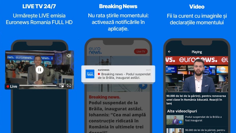 screenshot aplicatie euronews romania