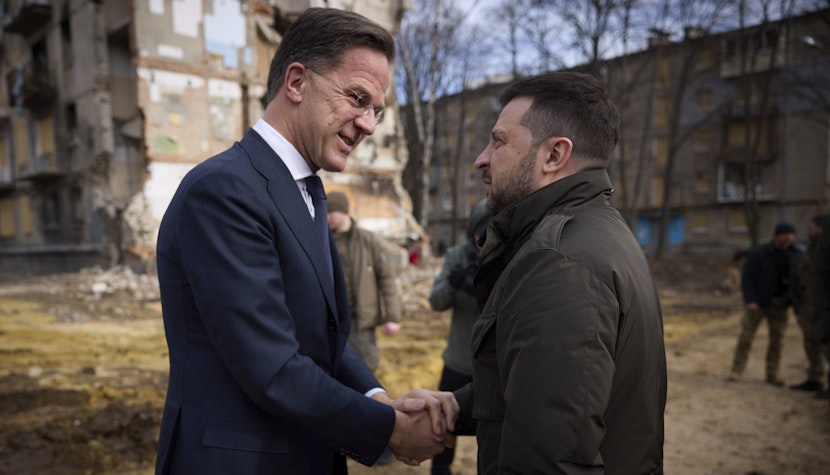 Premierul olandez Mark Rutte și președintele ucrainean Volodimir Zelenski