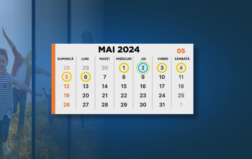 carton calendar zile libere mai 2024