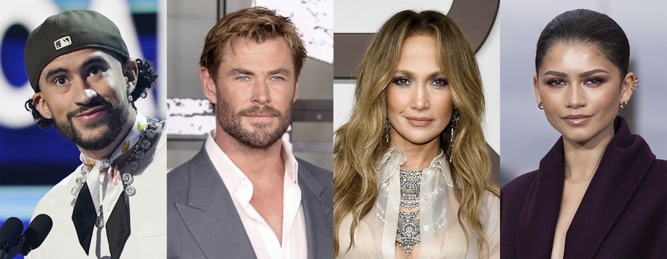 Bad Bunny, Chris Hemsworth, Jennifer Lopez și Zendaya