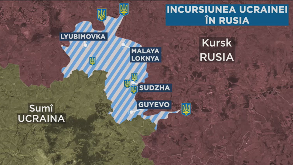 Hartă: incursiunea Ucrainei în Rusia