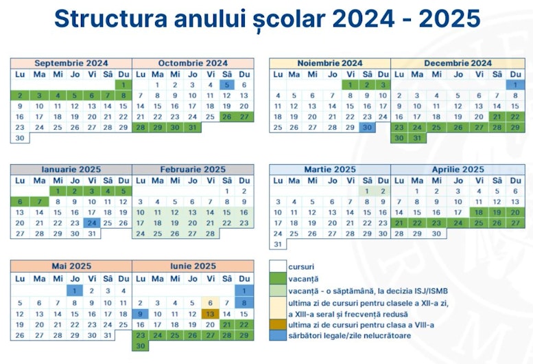 calendar structura anului scolar 2024 2025
