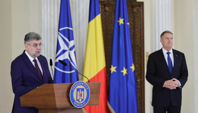Marcel Ciolacu și Klaus Iohannis