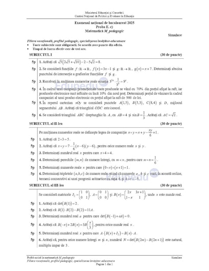 subiecte simulare bac 2025 matematica