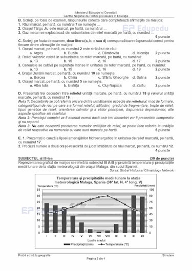 Subiectele la Geografie la simulare Bac 2025