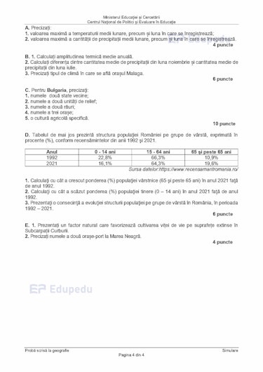 Subiectele la Geografie la simulare Bac 2025