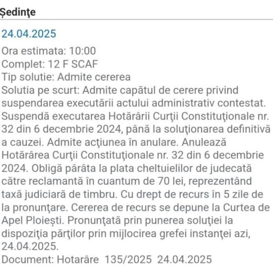 decizia Curții de Apel Ploiești