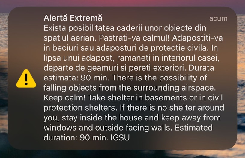 Mesajul Ro-Alert a fost emis pentru locuitorii din nordul județului Tulcea