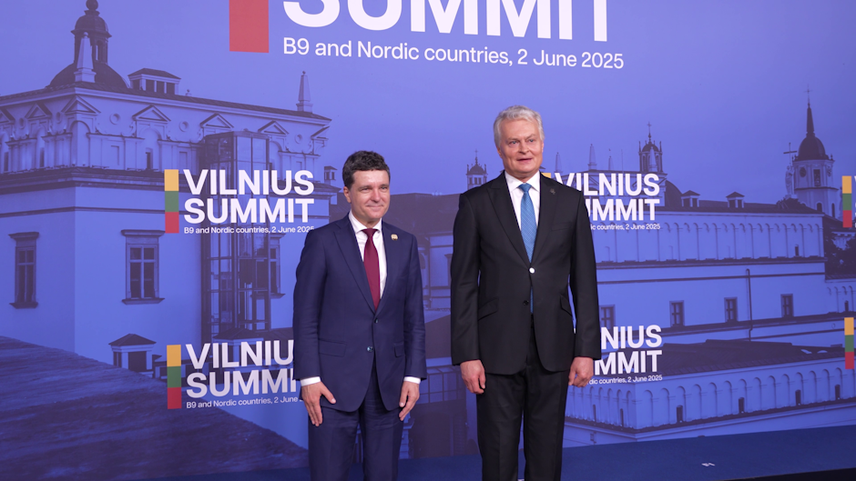 Președintele Nicușor Dan și omologul său lituanian Gitanas Nausėda, la summitul B9 de la Vilnius