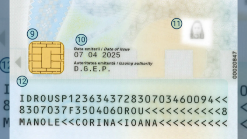 model carte electronică de identitate, verso