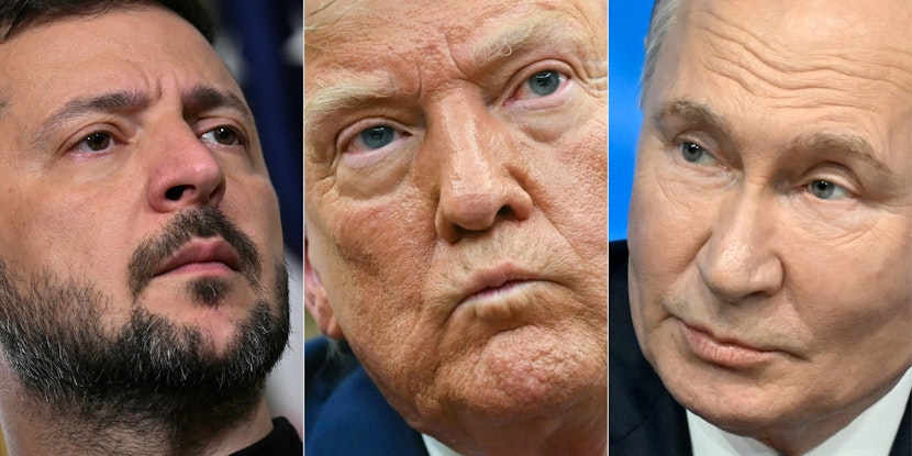 Volodimir Zelenski, Donald Trump și Vladimir Putin