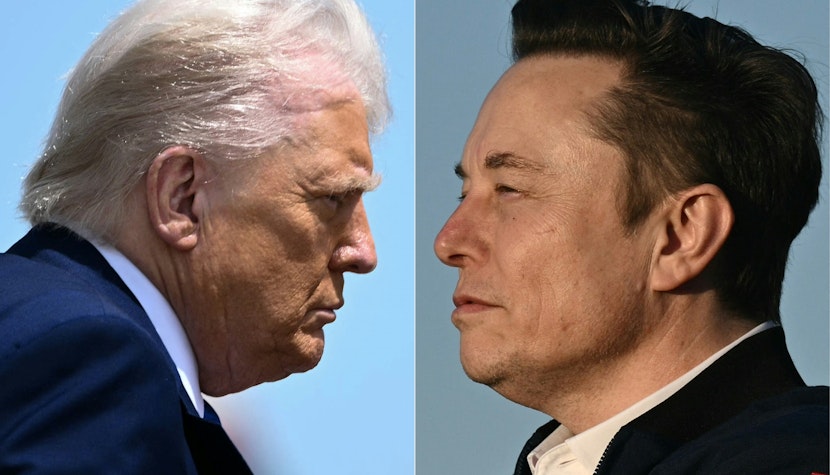 Donald Trump și Elon Musk Donald Trump și Elon Musk, colaj cu fețele lor, uitându-se unul la altul