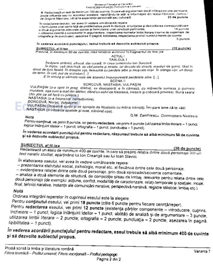 Subiecte Bac 2025 Limba română, pagina 2