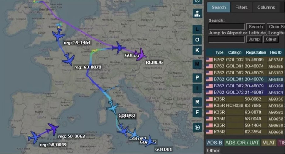 Avioane militare pe Flightradar