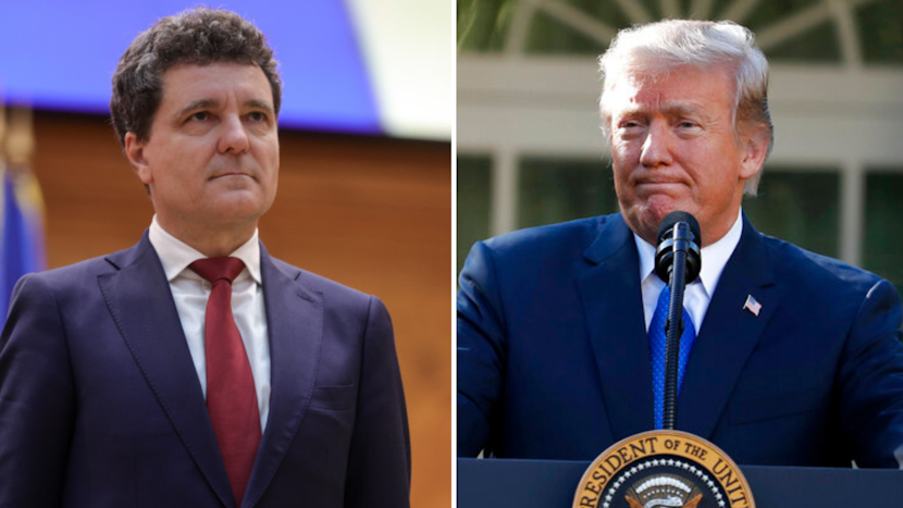 Colaj foto cu președintele României Nicușor Dan (stânga) și președintele SUA Donald Trump (dreapta))