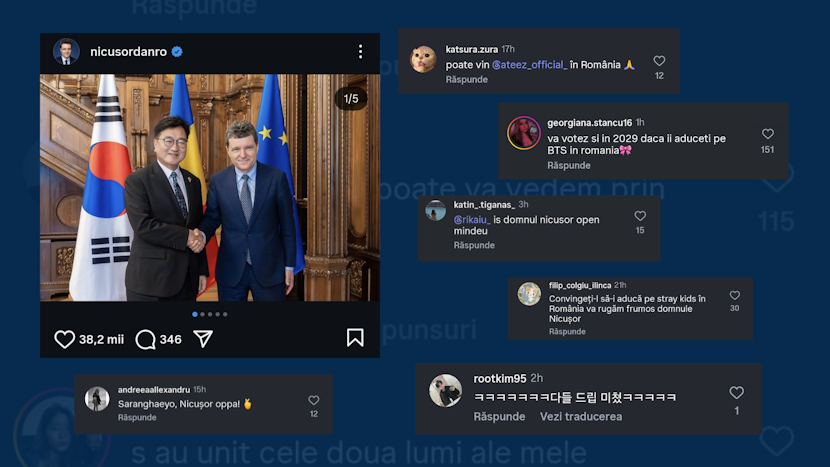 Colaj foto cu comentariile de la postarea lui Nicușor Dan