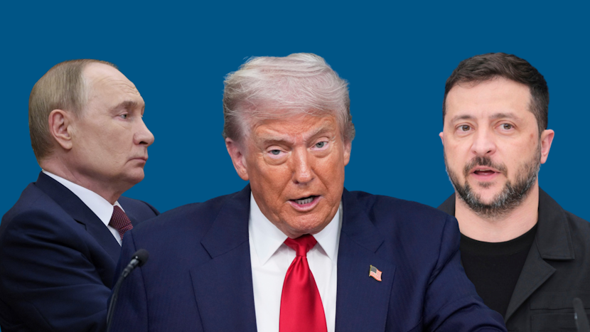 Colaj foto: (de la stânga la dreapta) Vladimir Putin, Donald Trump, Volodimir Zelenski