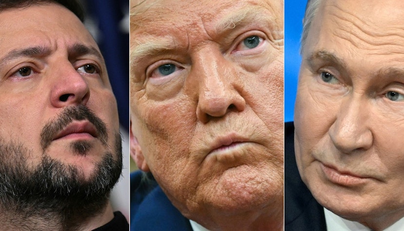 Volodimir Zelenski, Donald Trump și Vladimir Putin
