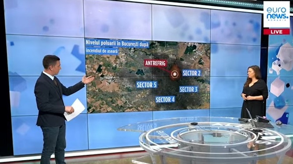 Harta cu zonele afectate de incendiul de la Antrefrig