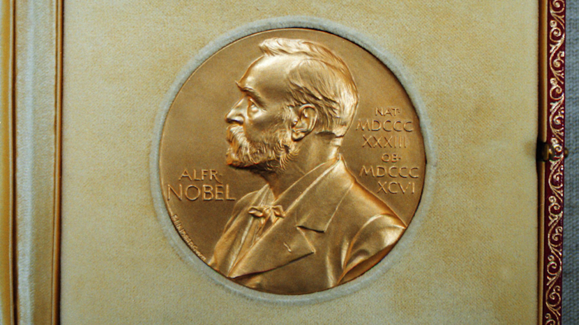 medalion cu profilul lui alfred nobel