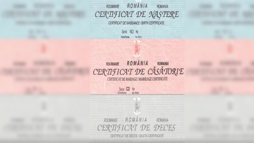 certificate de naștere, de căsătorie și de deces