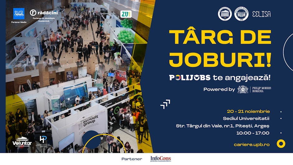 afișul de promovare al evenimentului POLIJobs 2025 din pitești