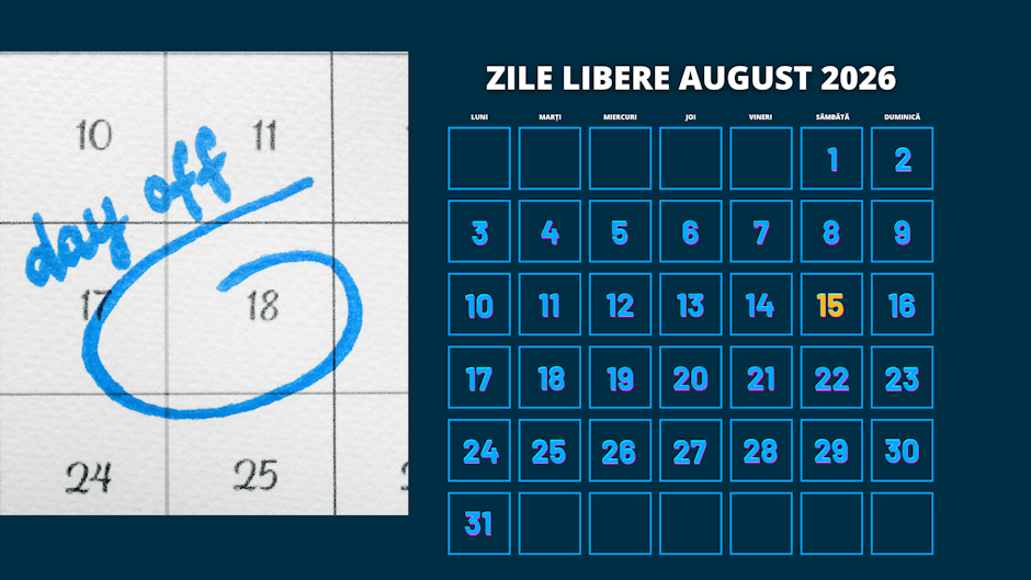 Calendar zile libere august 2026