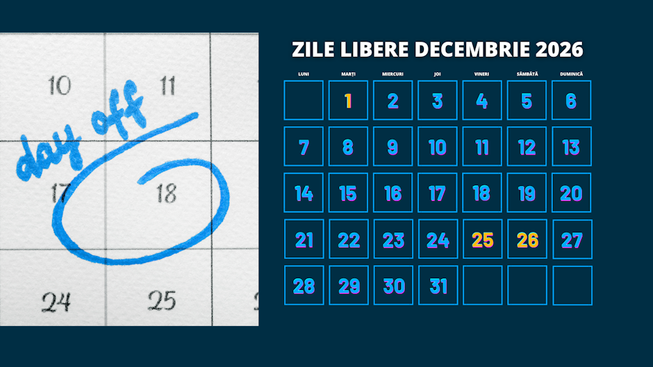 Calendar zile libere decembrie 2026