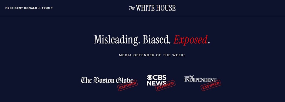 Așa arată secțiunea intitulată „Hall of Shame” de pe site-ul Casei Albe