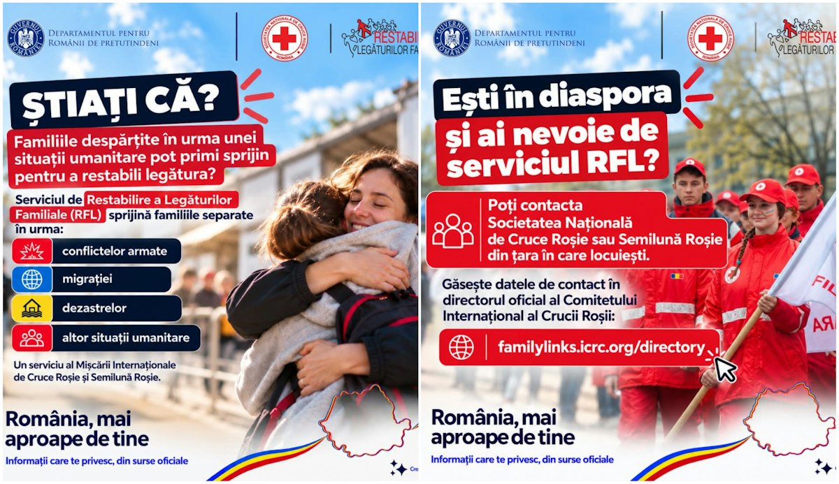 Sprijin pentru restabilirea legăturilor familiale în România, prin serviciul Crucea Roșie