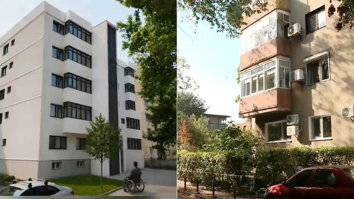 Primul lift exterior montat pe un bloc vechi din București pentru locatarii în vârstă