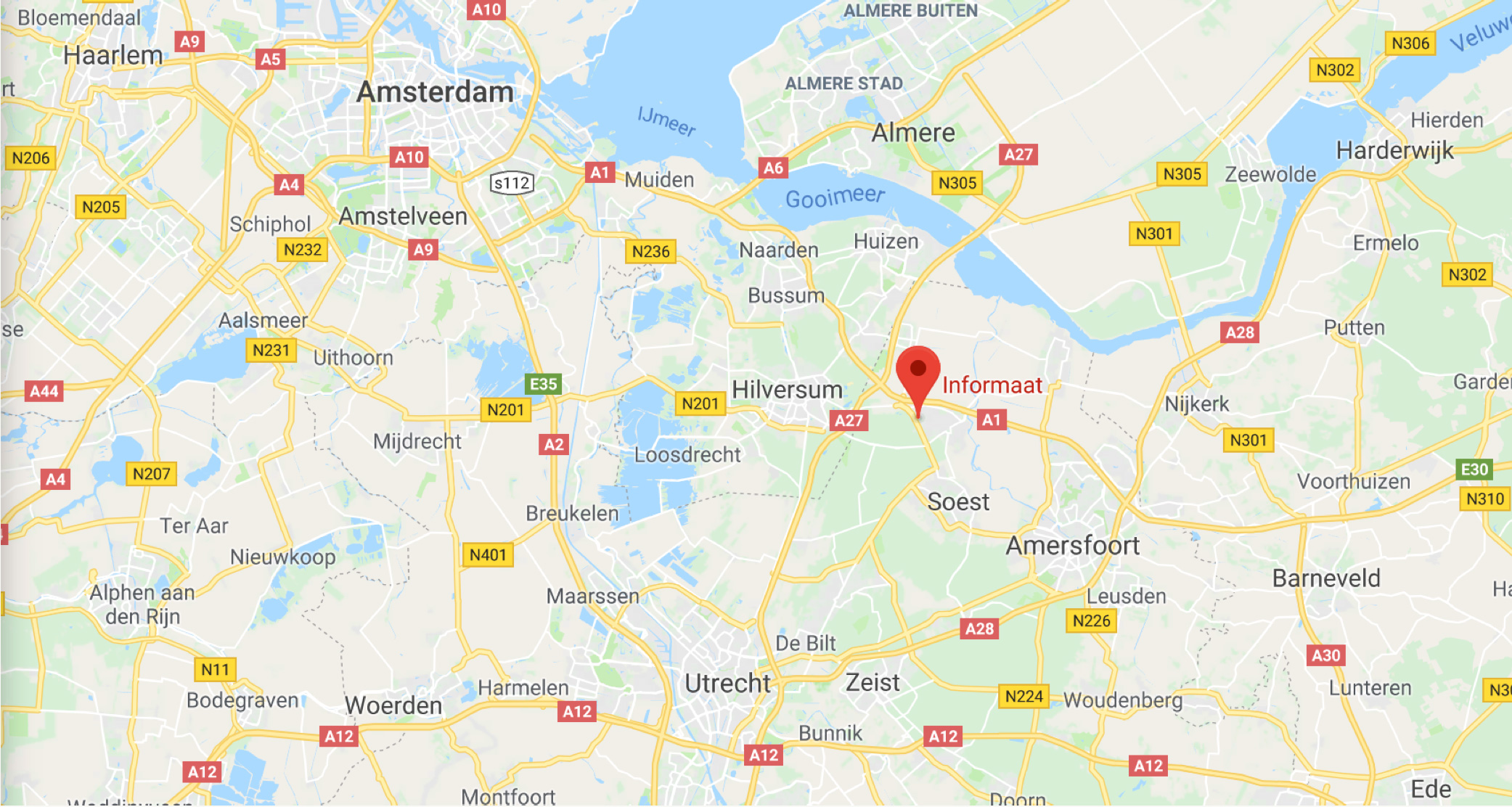 Een kaart van de wegen naar Baarn