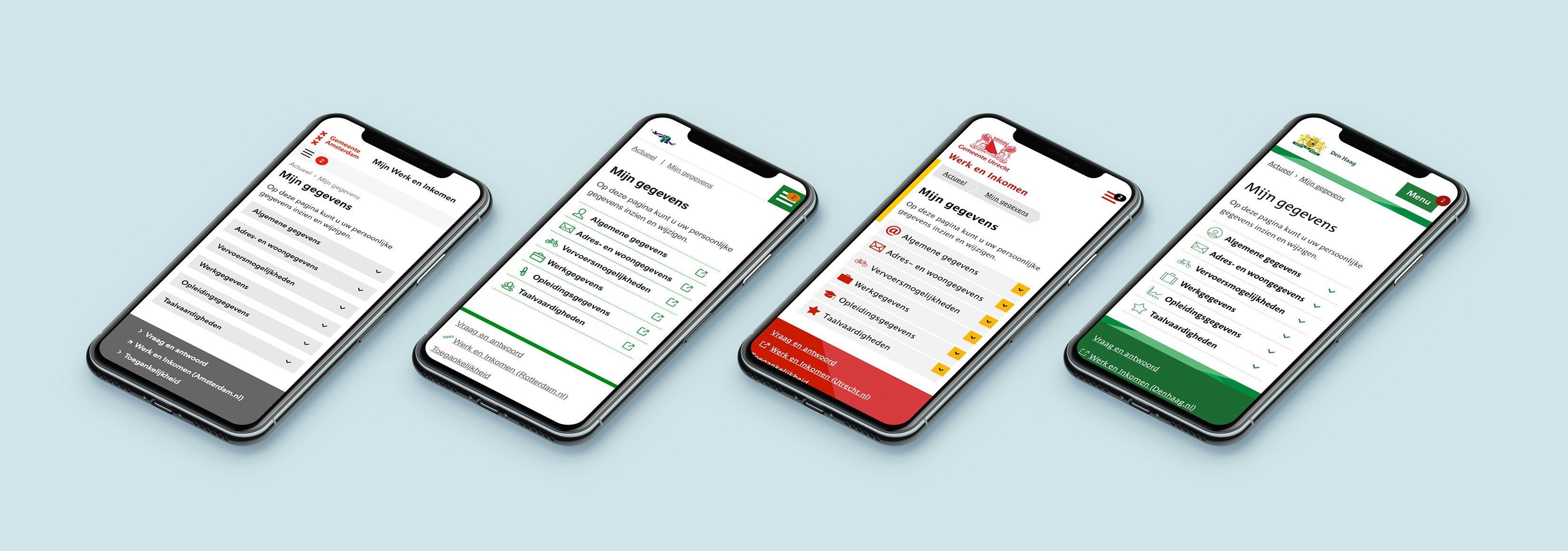 Smartphones met een website in de look & feel van de 4 grote gemeenten
